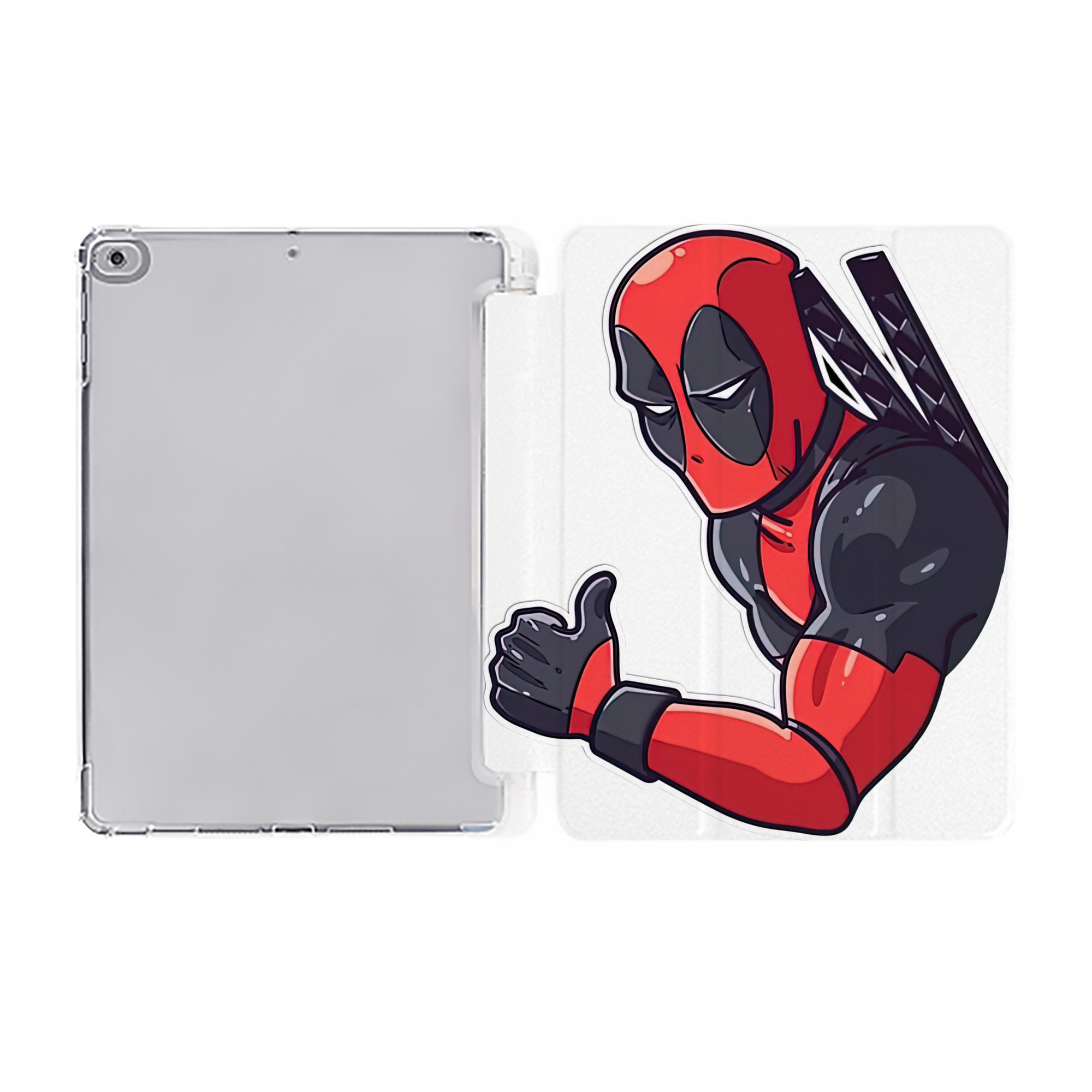 （画像用） Deadpool デッドプール IPad ケース ペン収納付き 三つ折りスタンド PUレザー×シリコン 対応機種9.5/10.5/10.9インチ